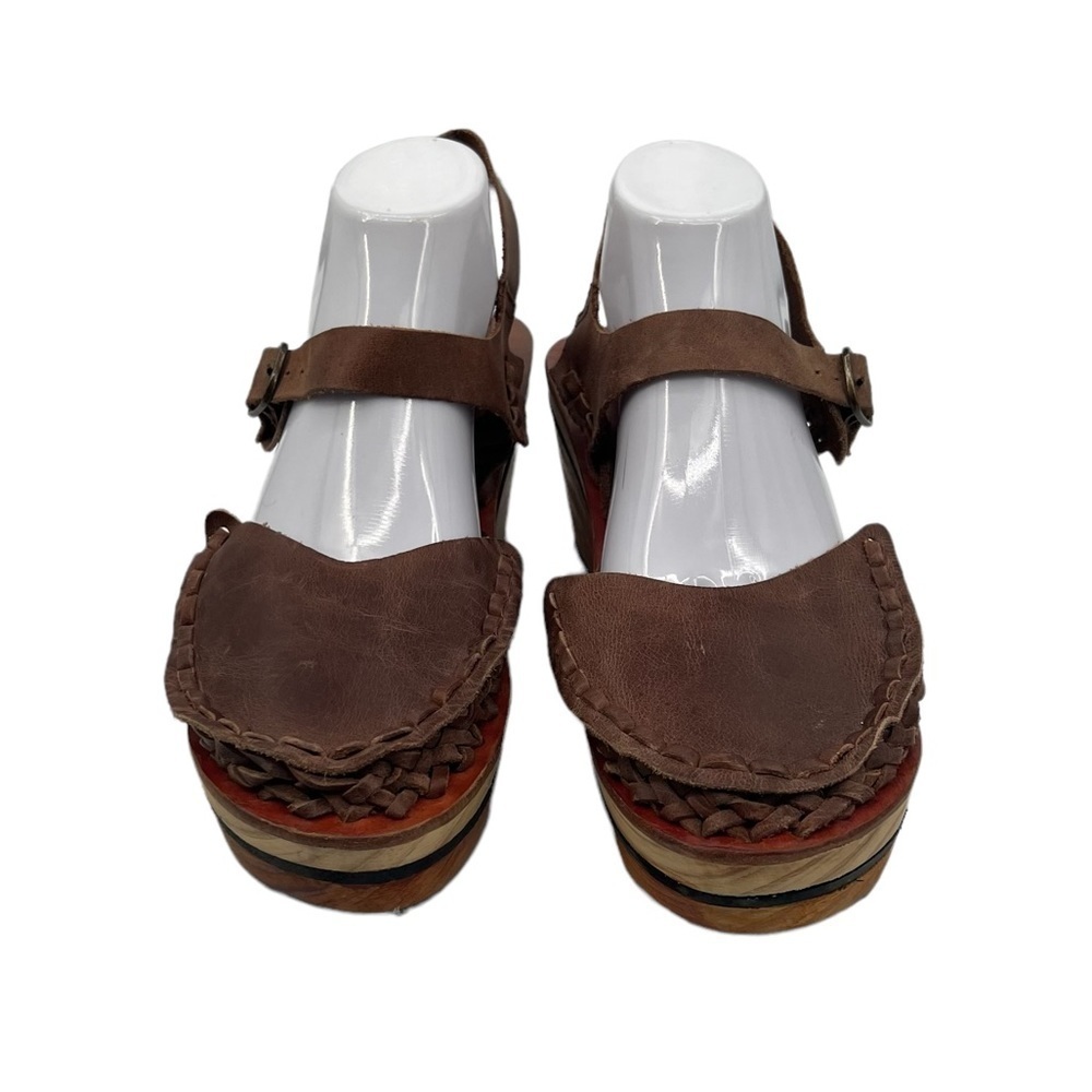 Free People Brown Magnolia Slope Wood Heel Platform Clogs Size 41 Women's - Picture 3 of 10